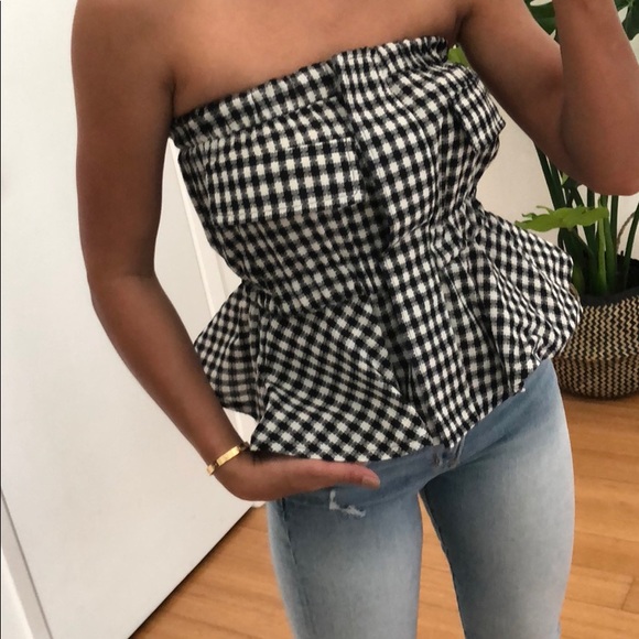 storets Tops - Gingham peplum bandeau top